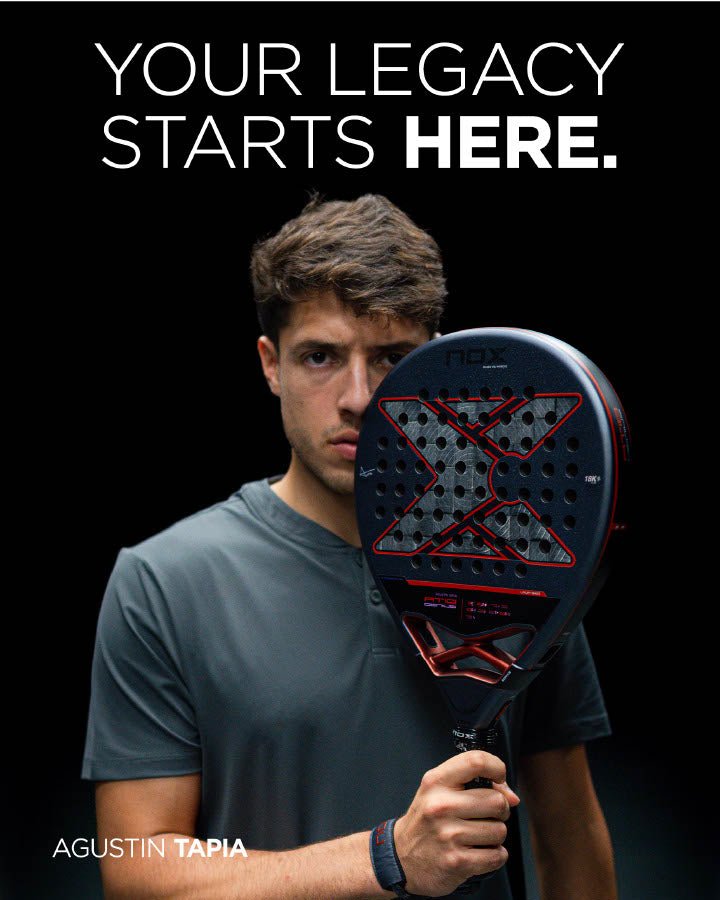 Banner Agustín Tapia con la nueva pala de pádel Nox